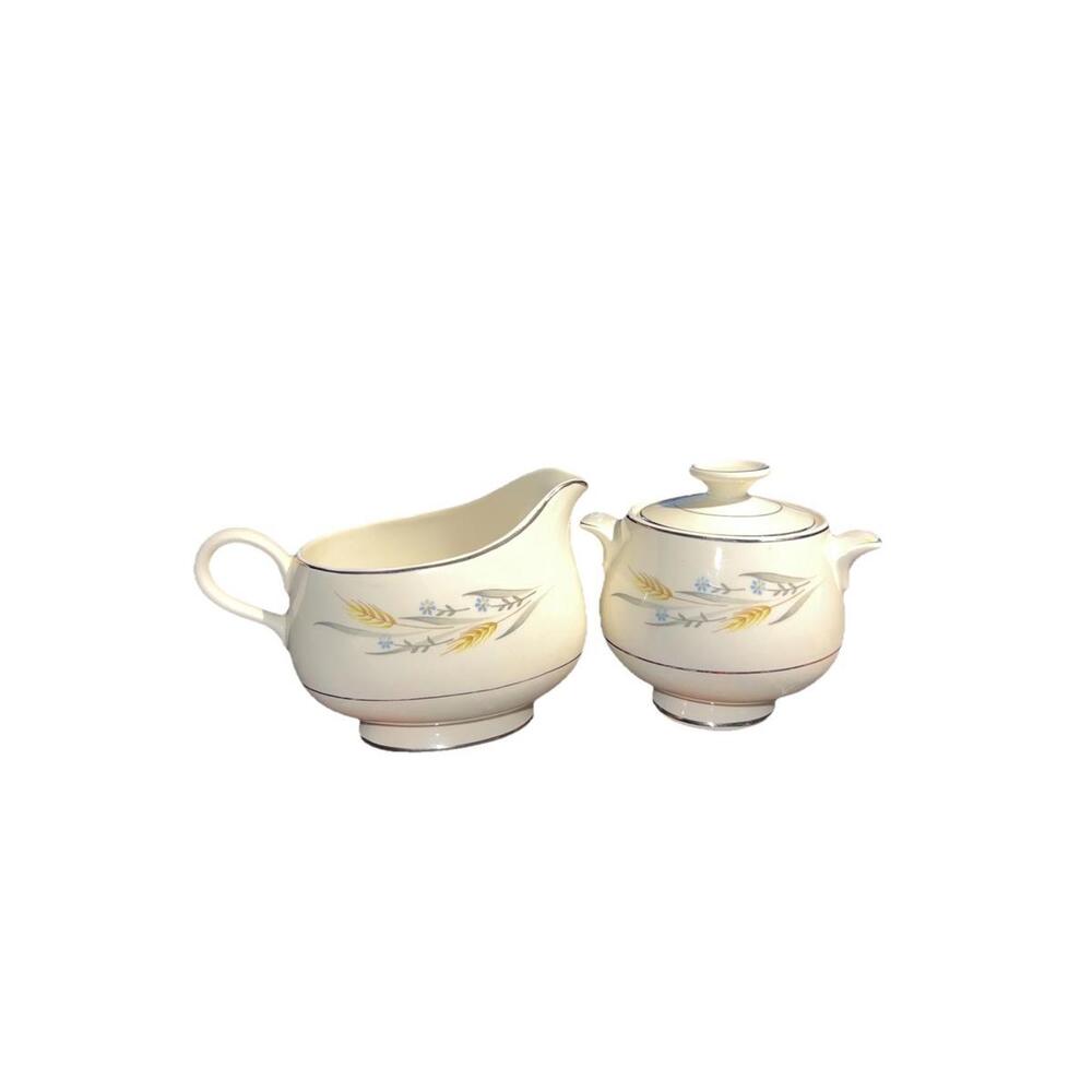 1960s Homer Laughlin Somerset Wheat Creamer & Sugar Set